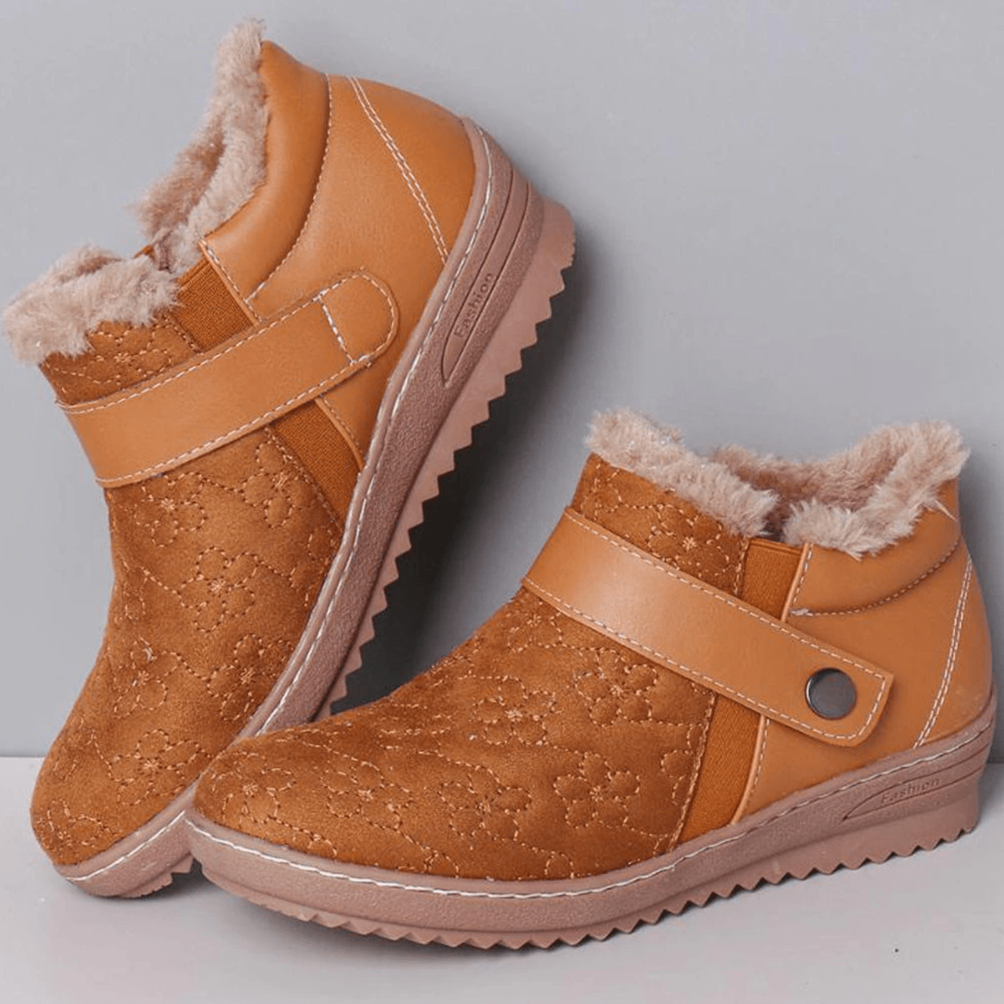 2021 Women's Low Heel Warm Fur Lining Ankle Boots