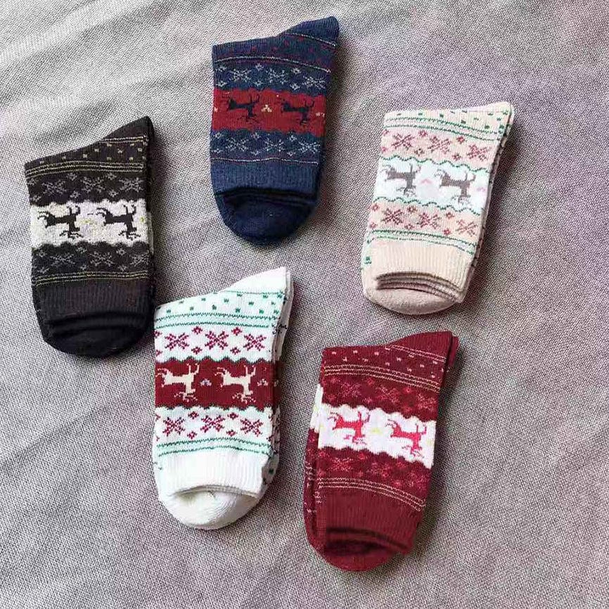 Autumn and winter warm female socks Christmas gold deer rabbit wool socks manufacturers wholesale