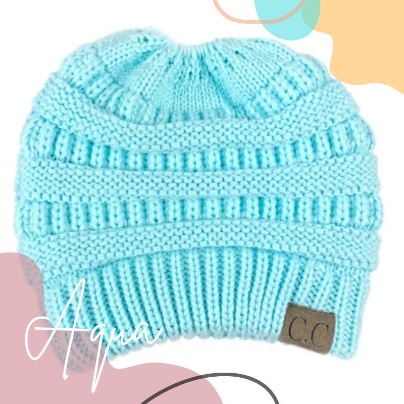 Beanies Aqua BNB Year End Messy Bun Beanie Flash Sale - US Stocks