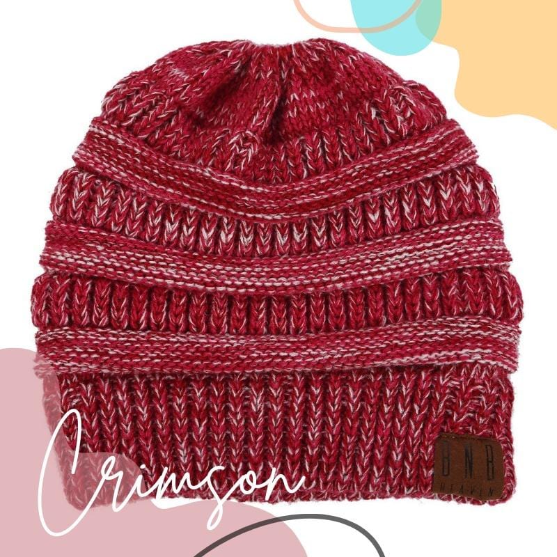 Beanies Crimson BNB Year End Messy Bun Beanie Flash Sale - US Stocks
