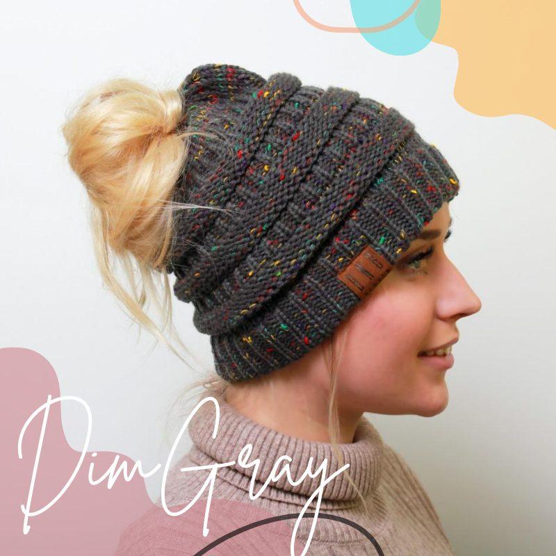 Beanies Dim Gray BNB Year End Messy Bun Beanie Flash Sale - US Stocks