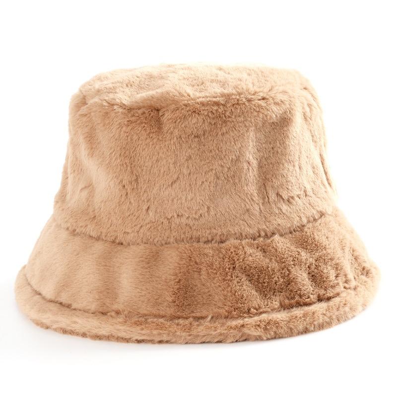Caps and Hats Khaki Leopard Print Winter Plush Bucket Hats
