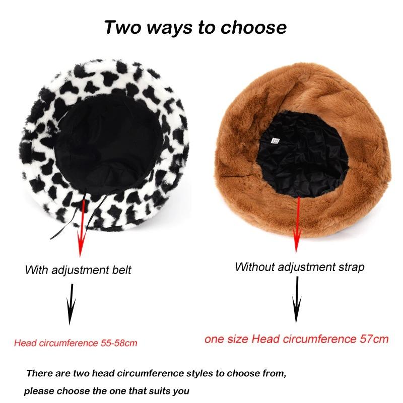 Caps and Hats Leopard Print Winter Plush Bucket Hats