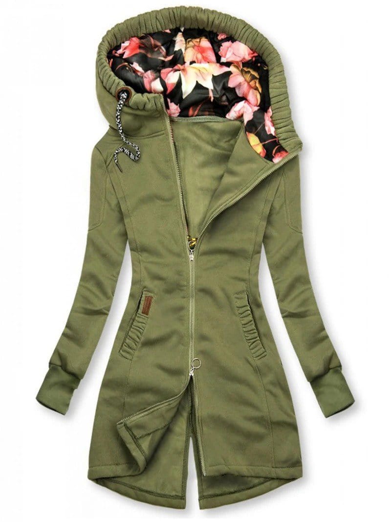 Hoodies&Sweatshirts Green / S Casual Solid Extended Hooded Jacket