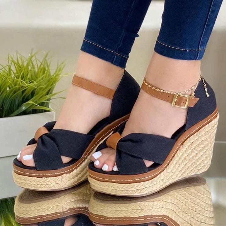 Sandals Black / 2 Olivia™ Women's Fashion Buckle Wedge Sandals