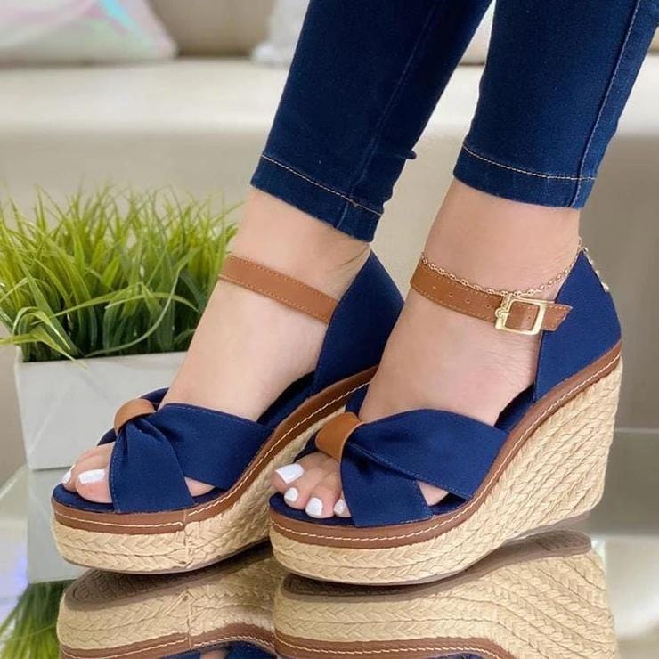 Sandals Navy / 2 Olivia™ Women's Fashion Buckle Wedge Sandals