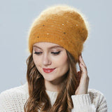 Beanies Orange Elegant Bejeweled Winter Beanie