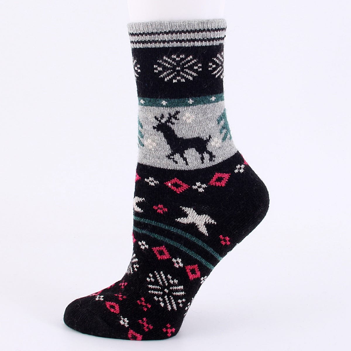 Black / Free size Winter thickened women's wool socks cartoon elk socks cross-border sales warm women's socks snow socks wholesale spot