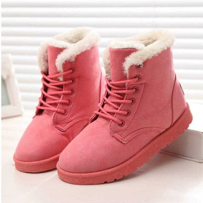 Boots 2 / Pink Women Lace Up Winter Warm Shoes