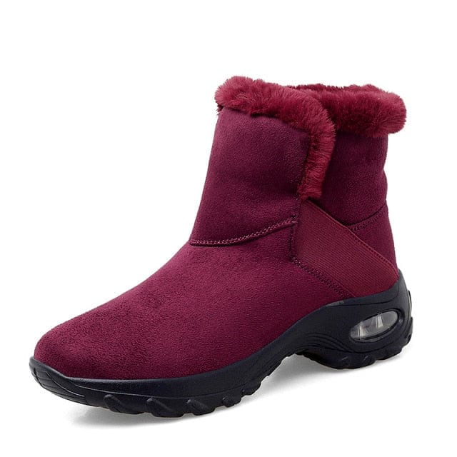 Boots Rosy Red / 4.5 Women Winter Fur Ankle Boots