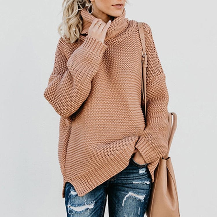 brown / XL Broad Neck Loose Sweater