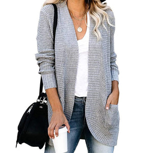 gray / XL Women Autumn Chunky Knitted Cardigan