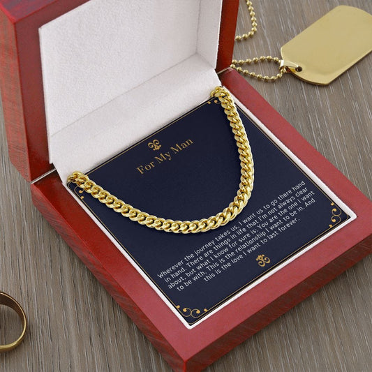 Jewelry 14K Yellow Gold Finish / Luxury Box Cuban Link Chain For My Man - 1