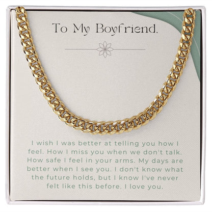 Jewelry 14K Yellow Gold Finish / Standard Box Cuban Link Chain For My Boyfriend