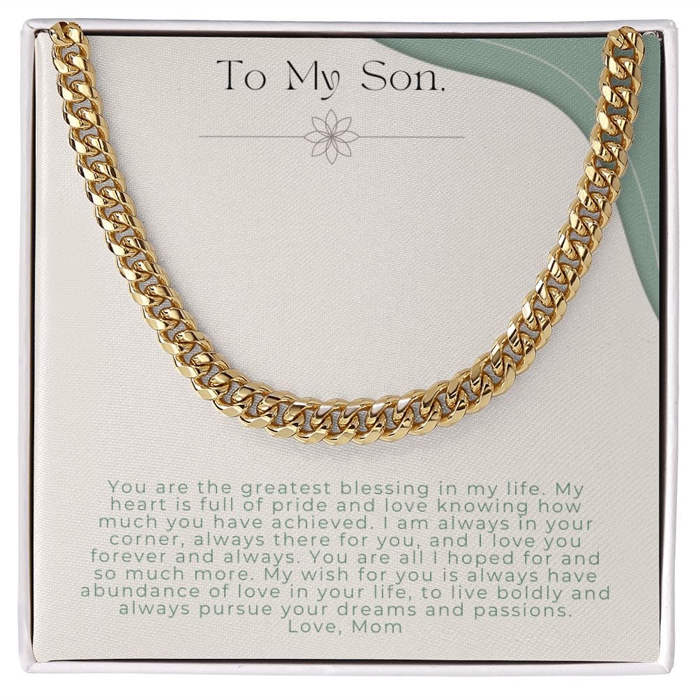 Jewelry 14K Yellow Gold Finish / Standard Box Cuban Link Chain For My Son
