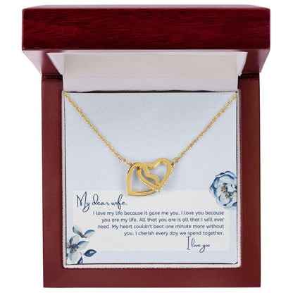 Jewelry 18K Yellow Gold Finish / Luxury Box Interlocking Hearts Necklace For My Dear Wife