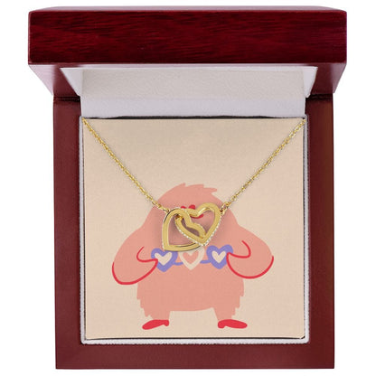 Jewelry 18K Yellow Gold Finish / Luxury Box Interlocking Hearts necklace For My Valentine