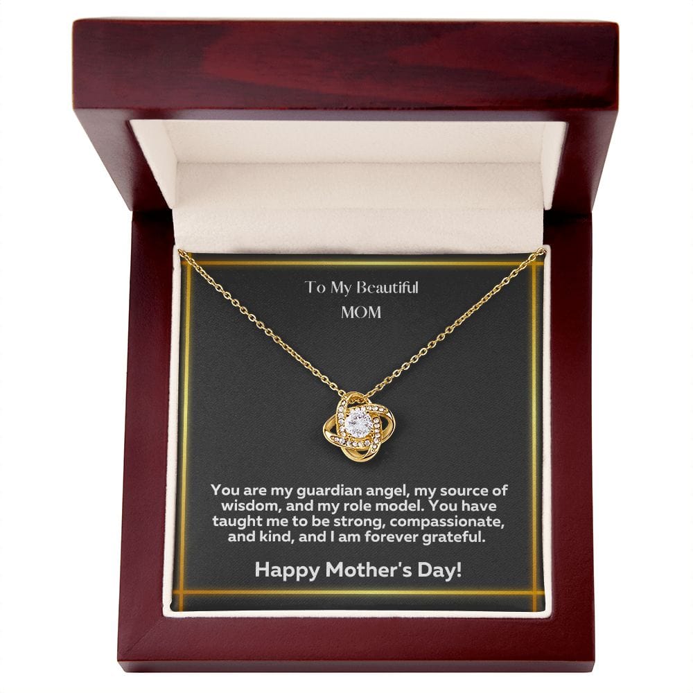 Jewelry 18K Yellow Gold Finish / Luxury Box Mother's Day Special Love Knot Necklave