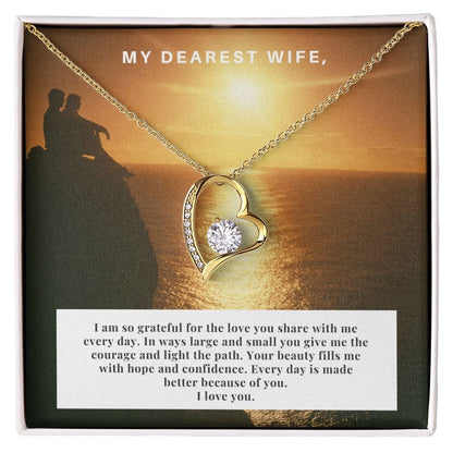 Jewelry 18k Yellow Gold Finish / Standard Box Forever Love Necklace For My Dearest Wife