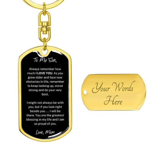 Jewelry Dog Tag with Swivel Keychain (Gold) / Yes Dog Tag Keychain For My Son
