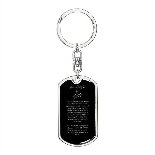 Jewelry Dog Tag with Swivel Keychain (Steel) / No Graphic Dog Tag Keychain