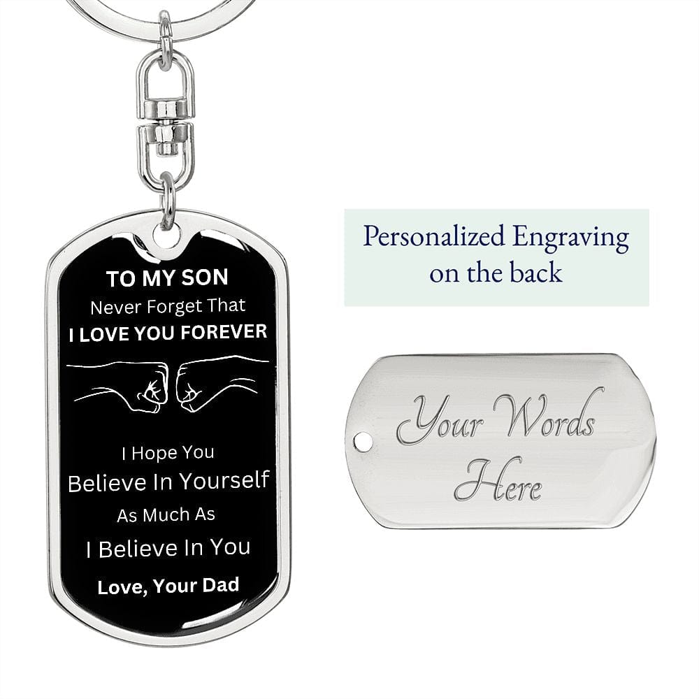 Jewelry Dog Tag with Swivel Keychain (Steel) / Yes Graphic Dog Tag Keychain For My Son