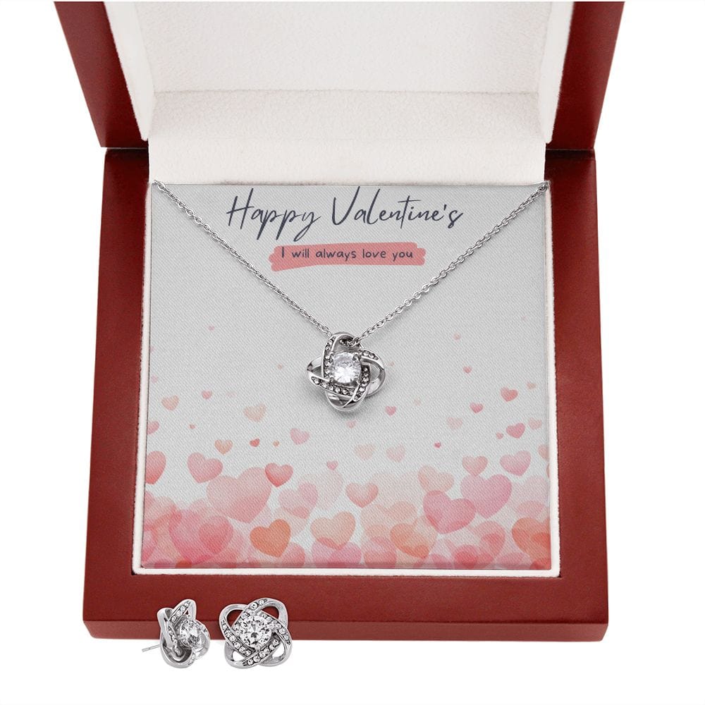 Jewelry Luxury Box w/LED Love Knot Earring & Necklace Set For My Valentine