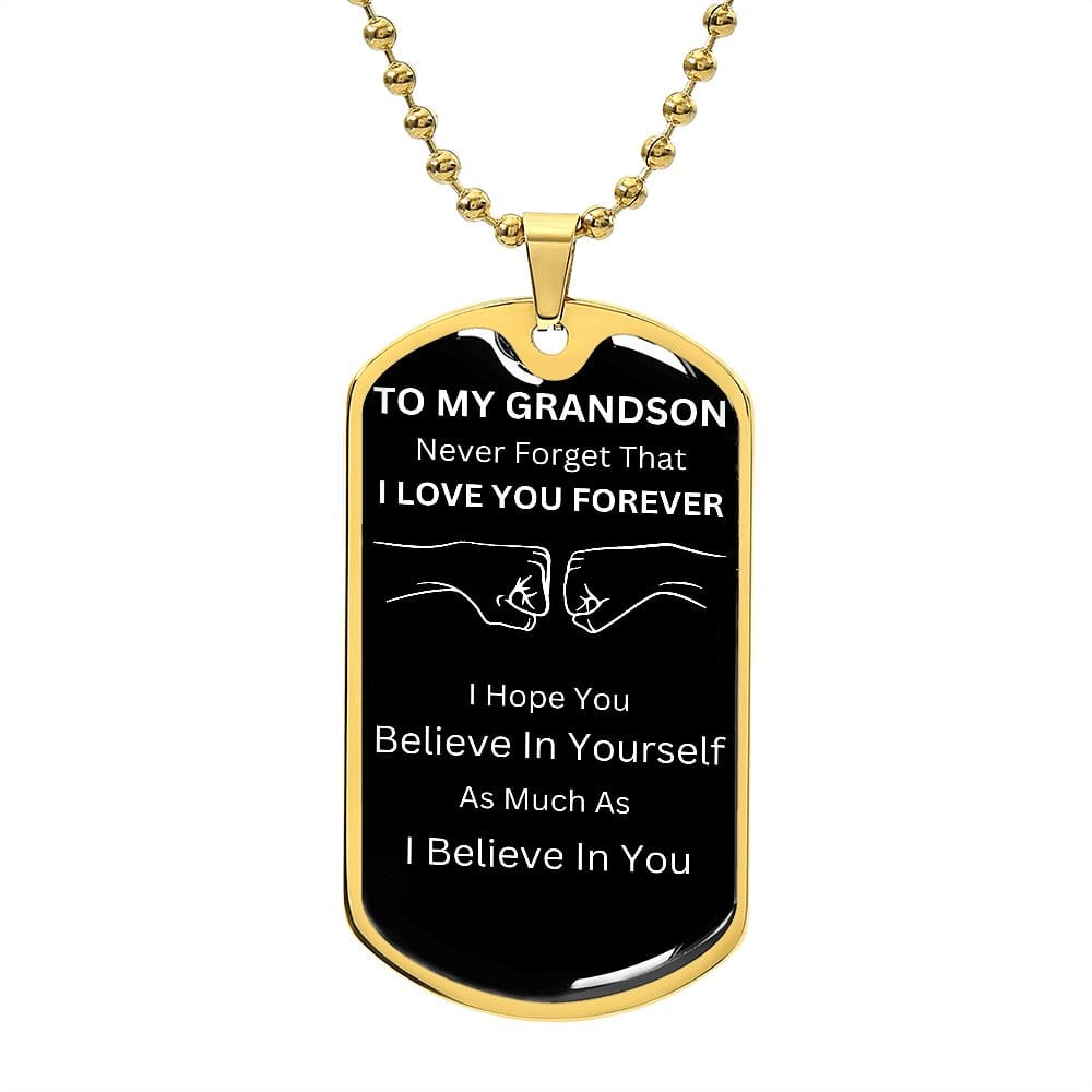 Jewelry Military Chain (Gold) / No Dogtag For My Grandson (Never Forget That)