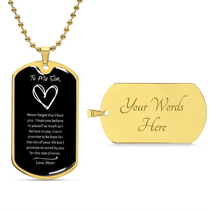 Jewelry Military Chain (Gold) / Yes Never Forget That Dog Tag For My Son