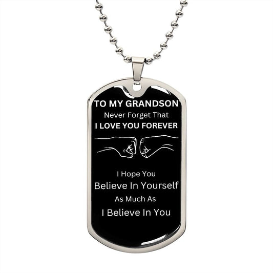 Jewelry Military Chain (Silver) / No Dogtag For My Grandson (Never Forget That)
