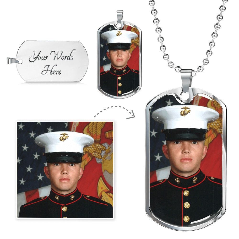 Jewelry Military Chain (Silver) / Yes Customized Dog Tag