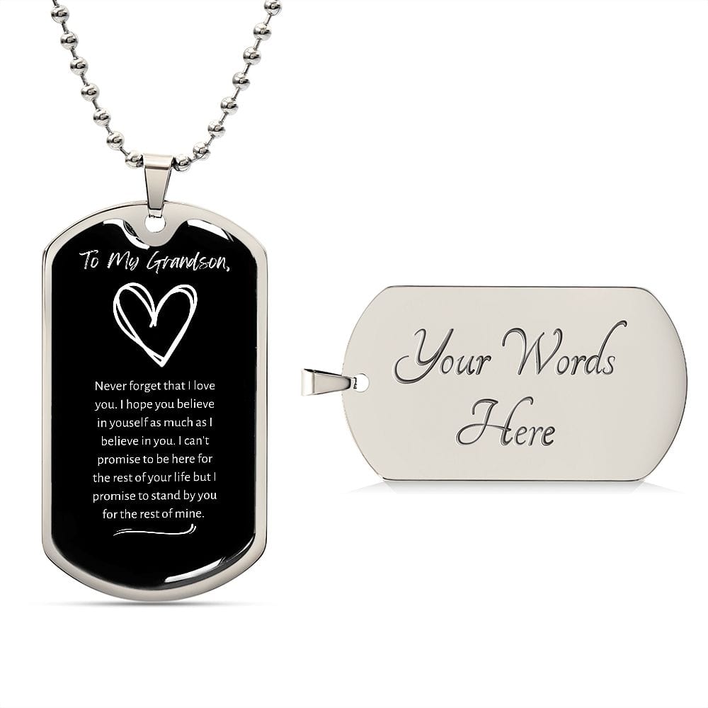 Jewelry Military Chain (Silver) / Yes Dog Tag For My Grandson - 1
