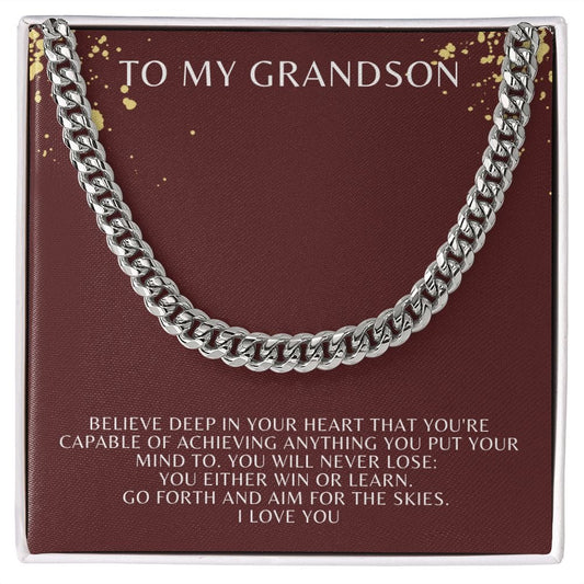 Jewelry Stainless Steel / Standard Box Cuban Link Chain For My Grandson - 1