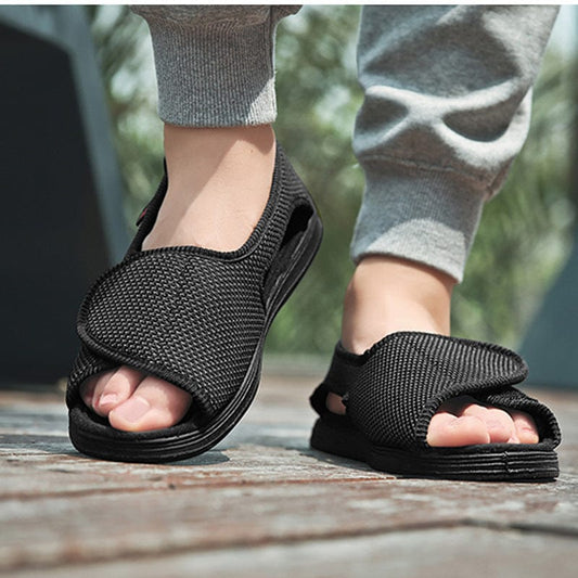 Lesvago widened adjustable Velcro casual cloth shoes fat wide deformed foot gauze foot thumb valgus deformation Fully Adjustable Easy-Wearing Orthopaedic Shoes
