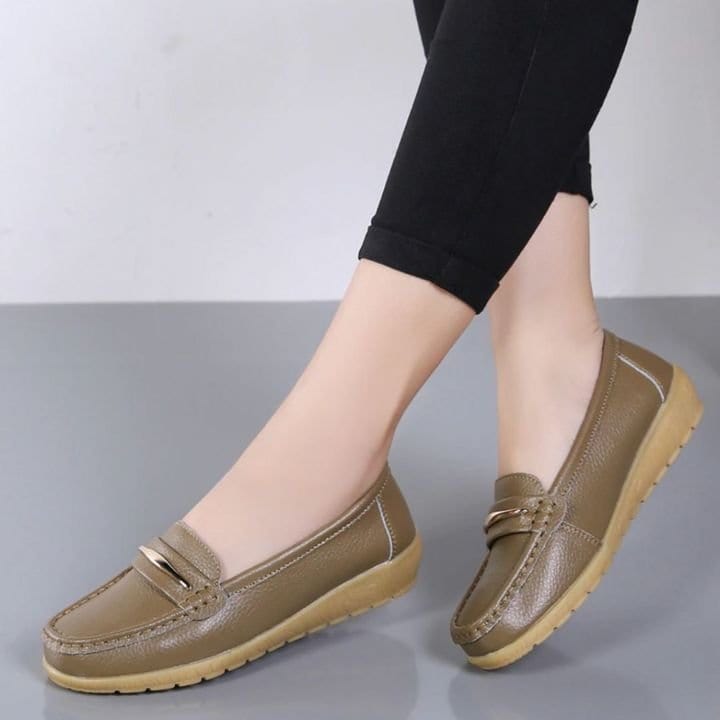 Loafers 2.5 / Khaki Women Comfortable Leather Loafers