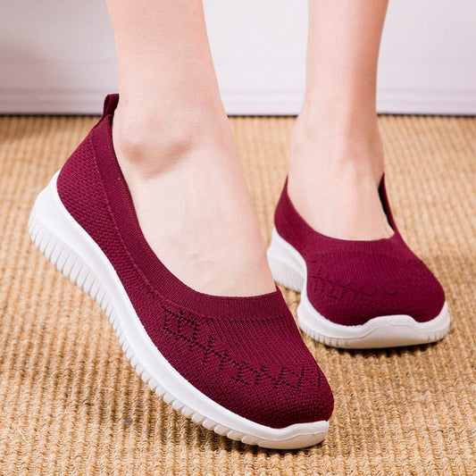Loafers 2 / Red Women Orthopedic Breathable Mesh Loafers