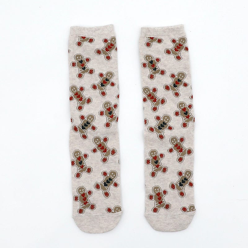 Multiple Gingerbread Men / 38-45 Christmas stocking trend gold silk pair socks for men and women