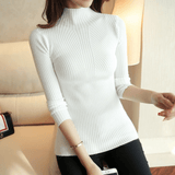 New Fashion Solid White and Black Tops Sweaters Winter Long Sleeve Turtleneck Pullovers Womens Sweaters Femme Clothing