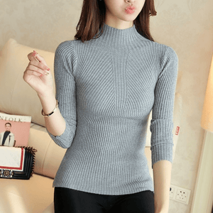 New Fashion Solid White and Black Tops Sweaters Winter Long Sleeve Turtleneck Pullovers Womens Sweaters Femme Clothing