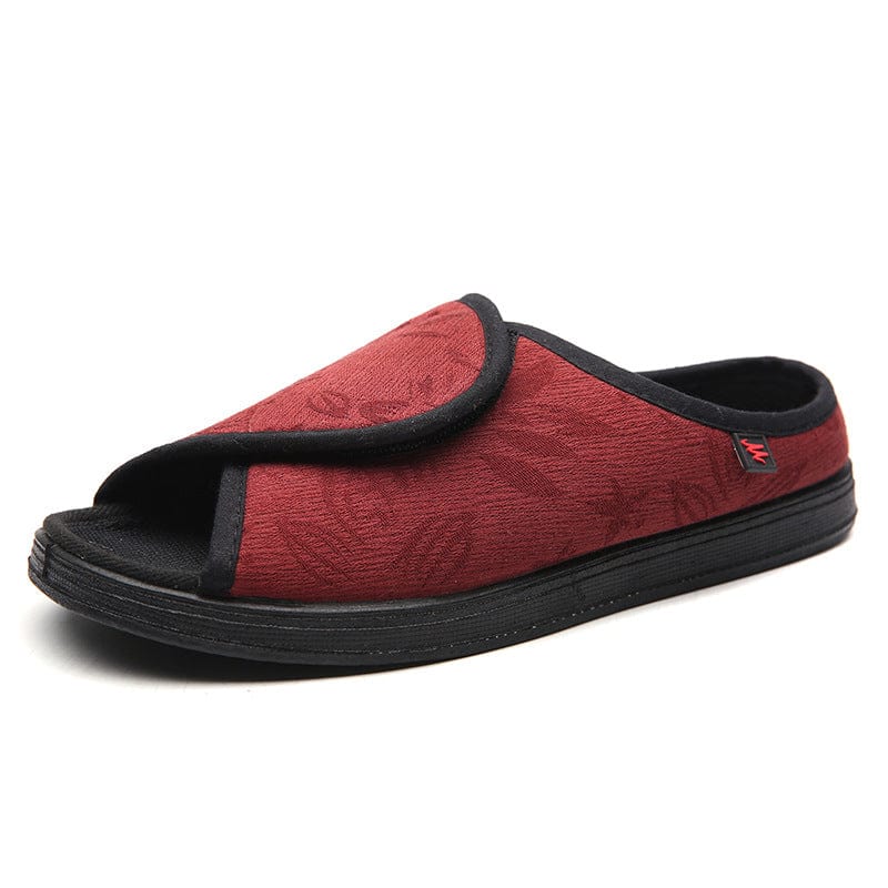 red / 35 Zivagoxia's new adjustable widened cloth shoes, swollen feet, wide fat, deformed nursing shoes, soft, comfortable and healthy shoes Summers Best Open-toe Easy Fit Adjustable Orthopaedic Slippers