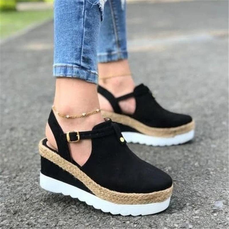 Sandals Fashion Antiskid Wedge Heel Suede Shoes For Women