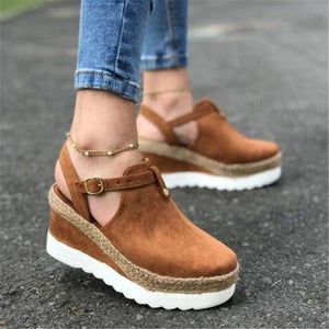 Sandals Khaki / 2 Fashion Antiskid Wedge Heel Suede Shoes For Women