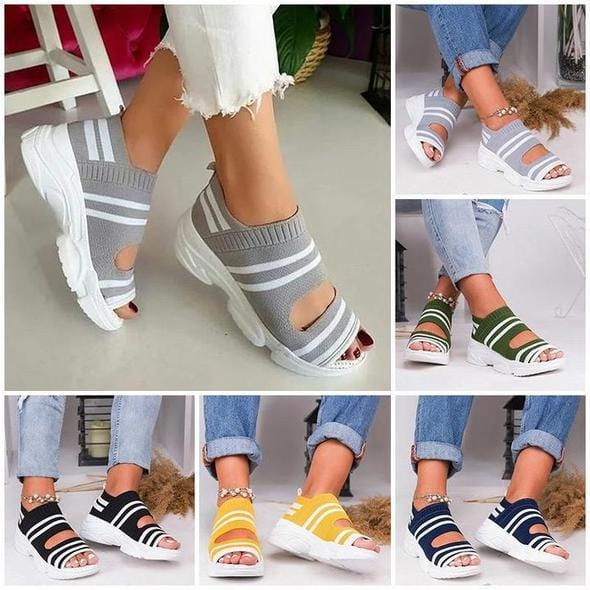 Slippers Casual Woven Wedge Comfy Open Toe Sandals