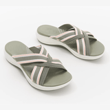 Slippers Green / 3.5 Product up-gradation-Stretch Cross Orthotic Slide Sandals