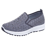 Sneakers 2 / Grey Women Flat Mesh Crystal Sneakers