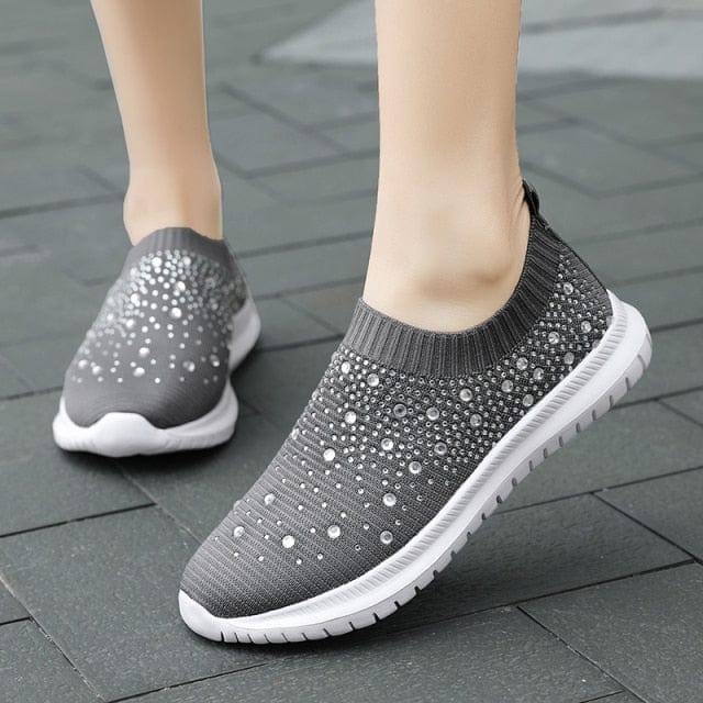 Sneakers 2 / Grey Women Knitted Slip On Trainers