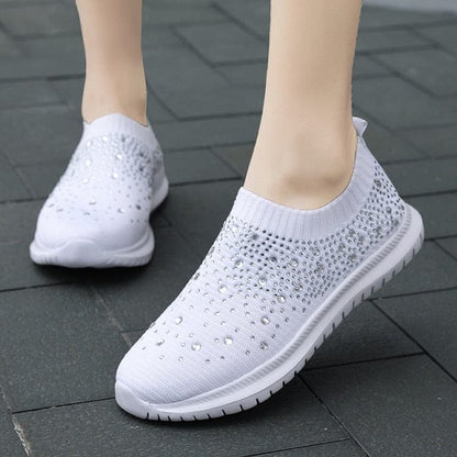 Sneakers 2 / White Women Knitted Slip On Trainers