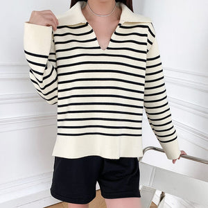 Striped V Neck Sweater