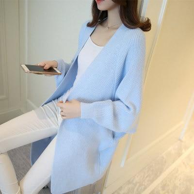 Sweater S / Light blue Women Long Cardigan Autumn Sweater