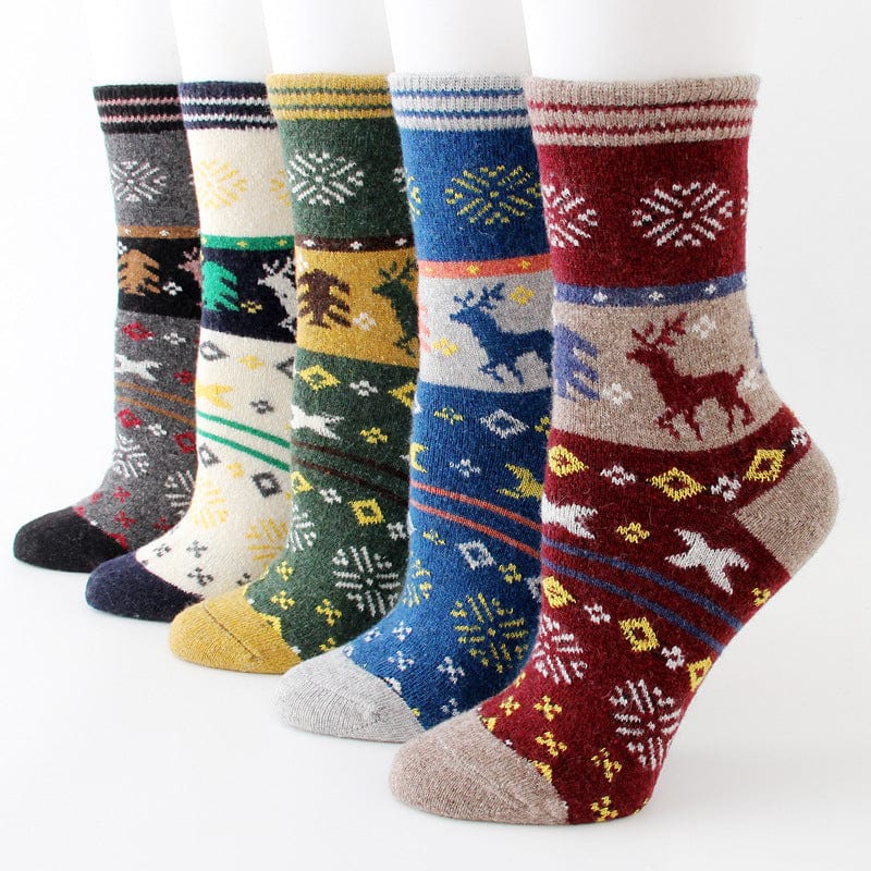 Winter thickened women's wool socks cartoon elk socks cross-border sales warm women's socks snow socks wholesale spot